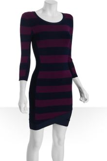 BCBGMAXAZRIA Navy Striped Stretch Knit Kendall Crewneck Dress - Lyst