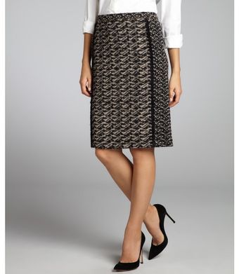 Bottega Veneta Black and Grey Wool Woven Mohair Trim Skirt - Lyst