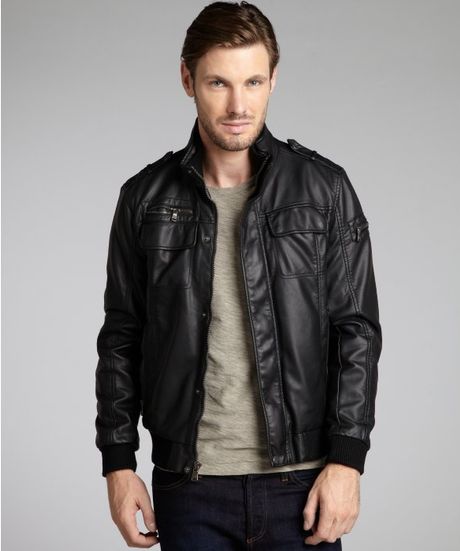 calvin klein men's faux leather bomber jacket