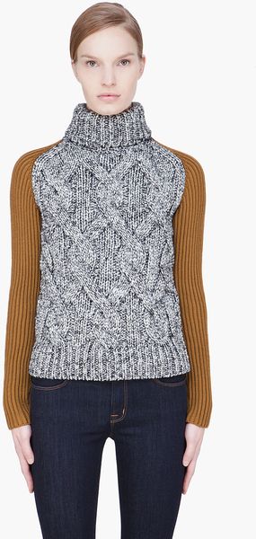 Carven Mustardsleeved Combo Turtleneck - Lyst