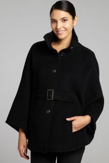 Cole Haan Black Woolcashmere Belted Knit Collar Cape - Lyst