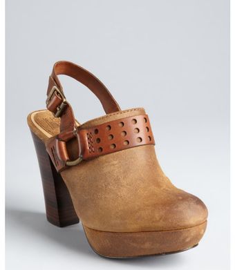 Frye Tan Waxed Suede Naiya Platform Clogs - Lyst