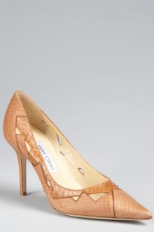 Jimmy Choo Dark Tan Snakeskin Harriet Pointed Toe Pumps - Lyst