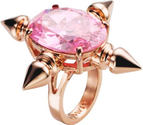Mawi 4way Spikes Oval Gemstone Ring in Pink (rose gold/pink) - Lyst