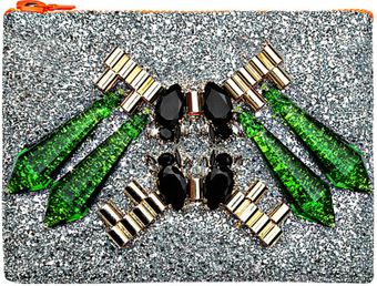 Mawi Mirrored Tubes Teadrop Crystals and Perxpex Spikes Single Glitter Clutch - Lyst