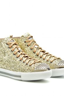 Miu Miu Glitter Hightop Sneakers - Lyst