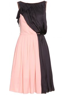 Nina Ricci Twotone Dress with Drape Detail - Lyst