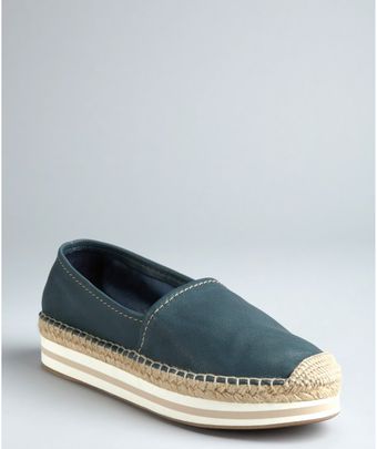 Prada  Avio Leather Platform Espadrilles - Lyst