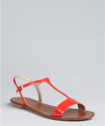 Prada  Patent Leather T-Strap Flat Sandals - Lyst