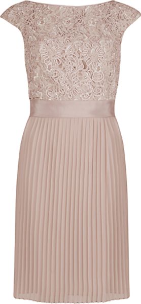 Ted Baker Ted Baker Aliana Lace Button Back Dress Natural - Lyst