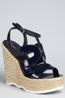 Yves Saint Laurent  Patent Leather Strappy Wedge Saint Malo Espadrilles - Lyst