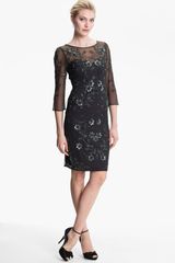 Patra Embellished Illusion Yoke Mesh Dress