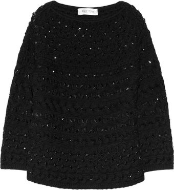 Valentino Beaded Cableknit Wool Sweater - Lyst