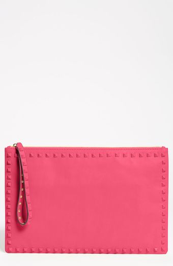 Valentino Rockstud Small Leather Clutch - Lyst