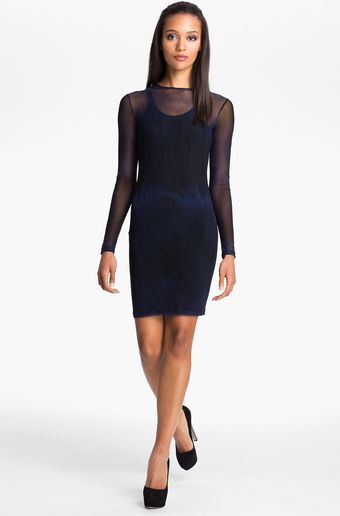 Versus  Stripe Sheer Mesh Dress - Lyst