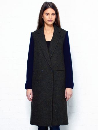 Sophie Hulme Contrast Sleeve Wool Coat - Lyst