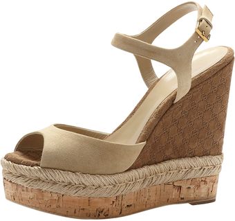 Gucci Suede Espadrille Wedge Sandals - Lyst