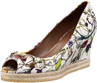 Gucci Floralprint Canvas Wedge - Lyst