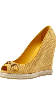 Gucci Woven Raffia Wedge Pump Bumblebee - Lyst
