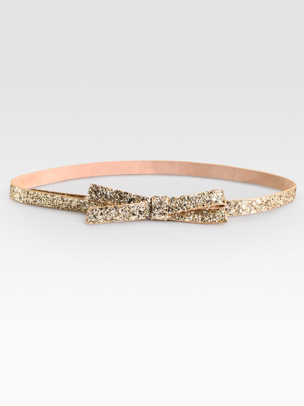 Kate Spade Leather Glitter Bow Belt in Gold Lyst