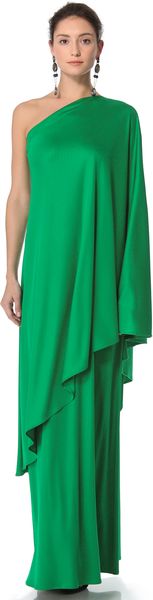 Reem Acra Silk One Shoulder Gown - Lyst