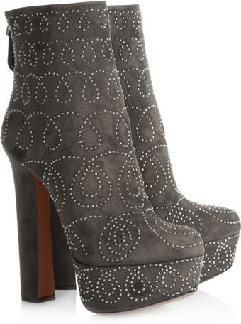 Alaïa Studded Suede Ankle Boots - Lyst