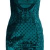 Balmain Velvet Mini Dress in Green - Lyst