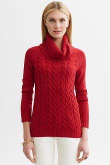 Banana Republic Cableknit Turtleneck Sweater - Lyst