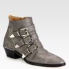 Chloé Studded Leather Buckle Ankle Boots in Gray (grey) - Lyst