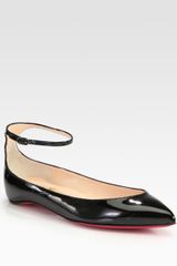 Christian Louboutin Mrs H Patent Leather Ankle Strap Flats