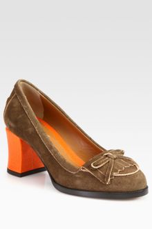 Fendi Austen Suede Loafer Pumps - Lyst
