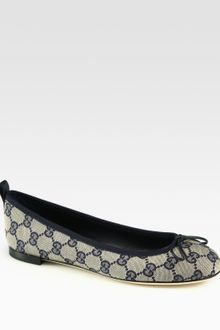 Gucci Ali Canvas Leather Ballet Flats - Lyst