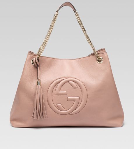 Gucci Soho Large Leather Doublechainstrap Shoulder Bag Cipria in Pink (natural) | Lyst