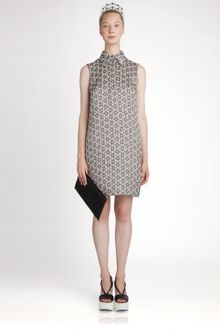 Jil Sander Navy Printed Silk Dress - Lyst