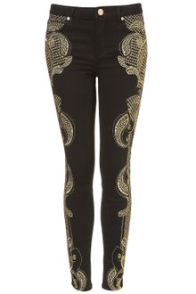 Moto Premium Embroidered Skinny Jeans - Lyst
