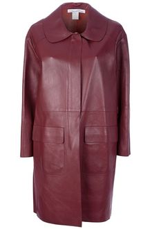 Oscar de la Renta Midlength Leather Coat - Lyst