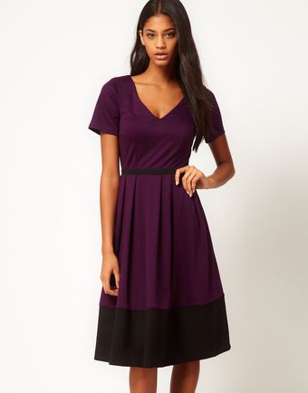 Asos Midi Dress in Ponte with Contrast Hem - Lyst