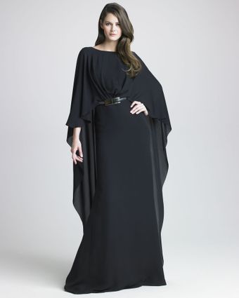 Elie Saab Silk Georgette Capelet Gown - Lyst