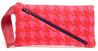 House Of Holland Houndstooth Boucle Wool Clutch Bag - Lyst