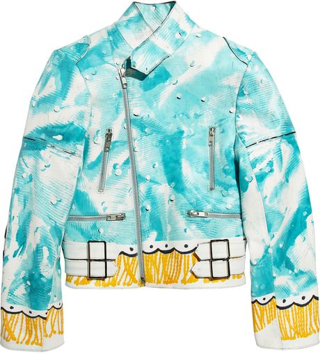 Meadham Kirchhoff The Witch Handpainted Shrunken Leather Biker Jacket in Multicolor (multicolored) - Lyst