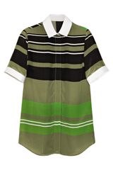 Preen Moe Striped Silk Crepe De Chine Blouse