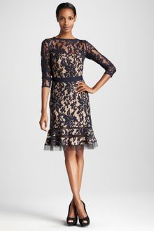 Tadashi Shoji Threequarter Sleeve Lace Cocktail Dress - Lyst