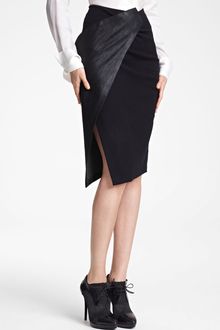 Donna Karan New York Collection Stretch Leather Jersey Scissor Skirt - Lyst
