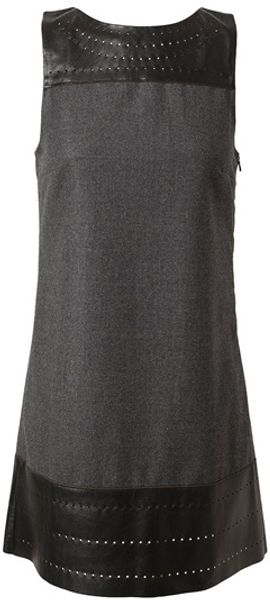 Yasmin Kianfar Laser Cut Leather and Wool Dress - Lyst