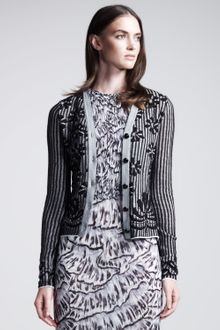 Bottega Veneta Intarsia Knit Cardigan - Lyst