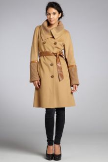 Mackage  Wool Leigh Knit Trim Belted Coat - Lyst