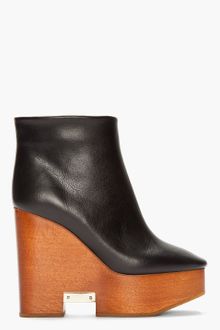 Chloé Black Leather Wooden Wedge Cut Out Boots - Lyst