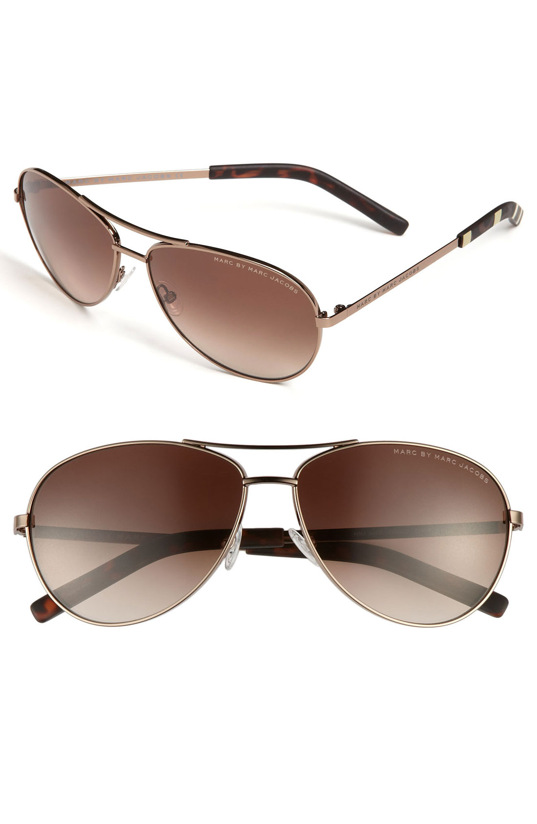 Marc By Marc Jacobs 59Mm Aviator Sunglasses in Gold (brown/ brown
