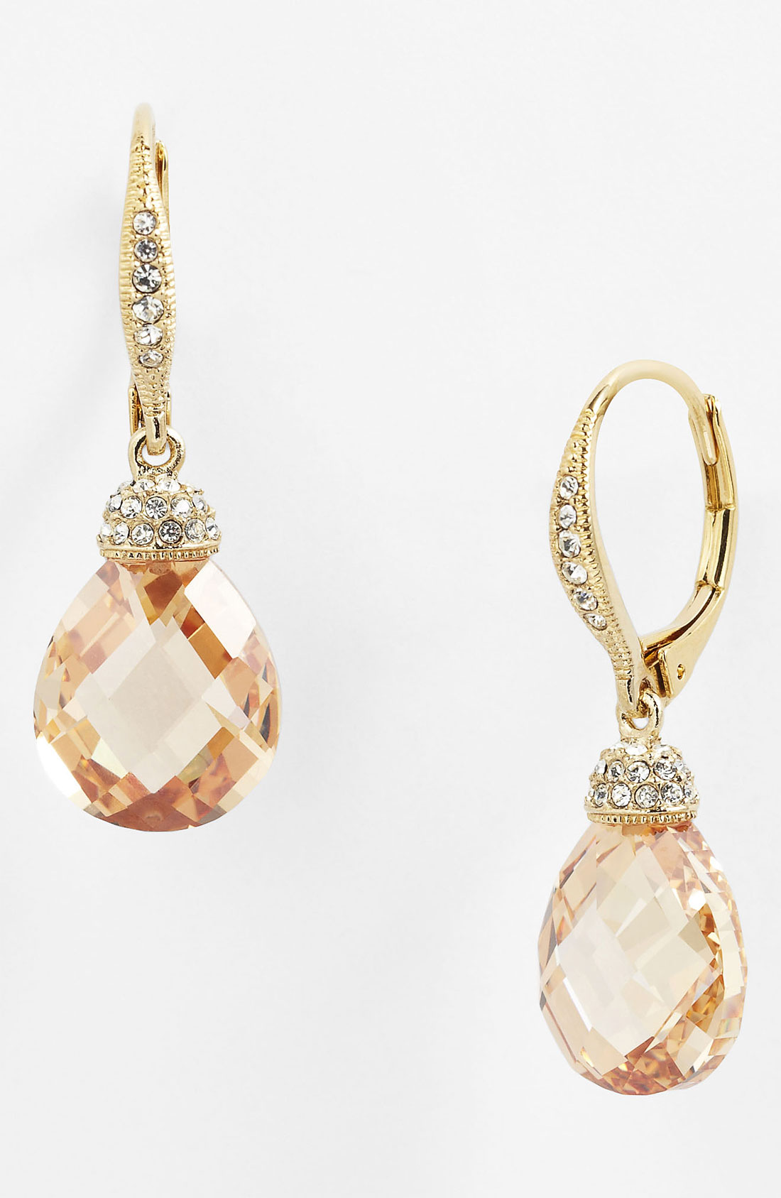 Nadri Faceted Crystal Drop Earrings In Gold Champagne Gold Lyst