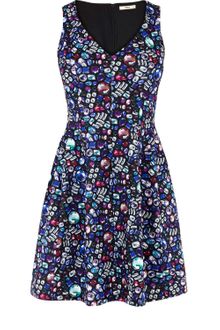Oasis Jewl Print Lantern Dress - Lyst